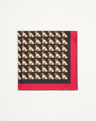 Valentino Garavani Petit Charles Silk Foulard Woman BLACK/BEIGE/RED UNI