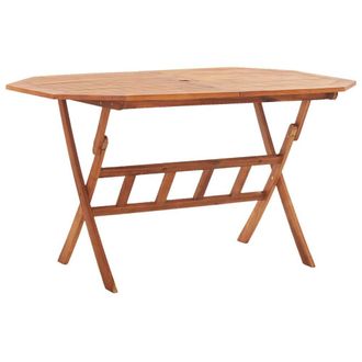 Berkfield Home Folding Garden Table 135x85x75 cm Solid Acacia Wood in Brown | Size: 135 x 85 x 75 cm