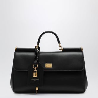 Dolce & Gabbana My Sicily medium black plong&eacute; leather bag
