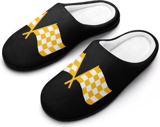 Generic Checker Racing Flags Mens Slippers House Slipper Anti-skid Sole Indoor Shoes Outdoor Comfort Cotton