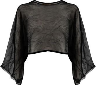 Antonelli Arnica Crop Top - Dames - Blouses - Zwart - L - Leer - Overhemden