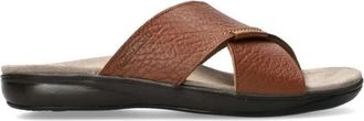 Mephisto Bruine Leren Slide Sandaal - Heren - Sandalen - Bruin - 39 EU - Leer - Schoenen