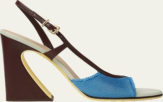 Fendi 65mm Arco Colorblock Slingback Sandals