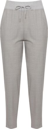 PANICALE Grey Virgin Wool Light Point Detail Straight-Leg Pants