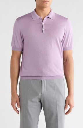 Jack Victor Tupper Organic Cotton & Silk Polo in Lilac at Nordstrom, Size Xx-Large