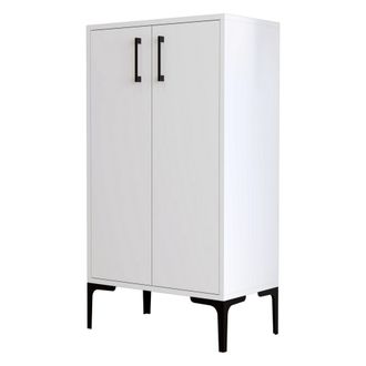 Dmora Zapatero Cavalieri, Mueble Guarda Zapatos 4 Estantes, 8 Pares, 2 Puertas, 60x35x111h Cm Blanco