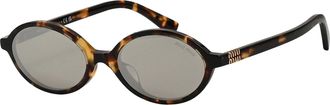 Miu Miu Light Grey Mirror Silver Oval Ladies Sunglasses MU 04ZSF VAU07F 50