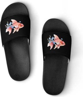 Generic Fish And Flowers Shower Shoes Slipper for Women Men Beach Slippers Quick Drying Non Slip Open-Toe Sandals