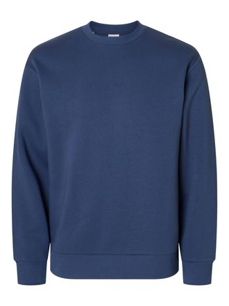 Selected Sweatshirt SELECTED SLHZREG-DAN SWEAT CREW NECK, Herren, Gr. XL, oceana, angeraute Sweatware, Obermaterial: 65% Baumwolle, 35% Polyester, unifarben, r
