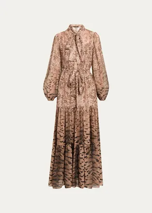 Kobi Halperin Oak Tiered Mixed-Print Maxi Dress