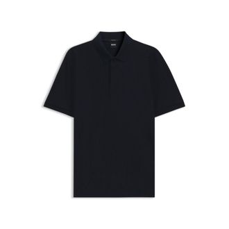 BOSS Geometric-jacquard polo shirt in cotton