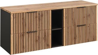 Petits Meubles Mueble bajo lavabo 2 nichos estratificado marrón negro