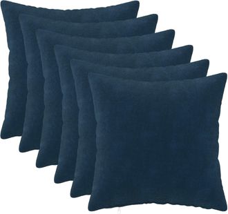 vidaXL Cuscino Con Cuscino Heerlen 6 Pz Blu Fleece In Microfibra Vidaxl