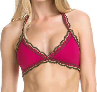 BECCA by Rebecca Virtue Medina Crochet Halter Bikini Top (Up To D-Cup) In Raspberry