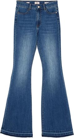 Oltre Flare Jeans met rafelzoom - Dames - Flared Jeans - Blauw - XS - Katoen - Jeans