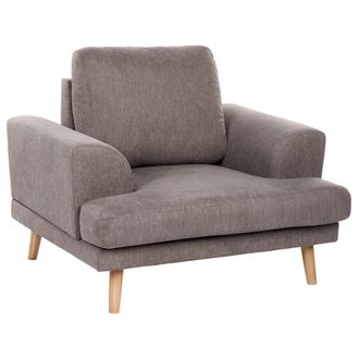 Beliani Sill&oacute;n Estilo Moderno De Tela Reposabrazos Curvados Anchos Sala De Estar Marr&oacute;n Kildal