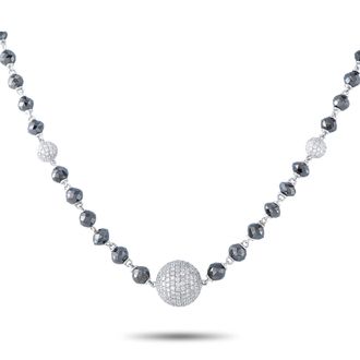 Luxury Bazaar 18K White Gold 47.25ct White and Black Diamond Beaded Necklace MF09-080426