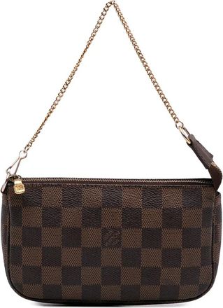 Louis Vuitton Borsa a mano Mini Pochette Accessoires in tela Damier Ebène 2002 - Marrone
