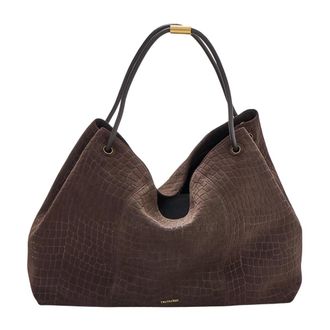 Trussardi Tote Bag Croco Suede - Dames - Tassen - Bruin - Maat: ONE Size Su&egrave;de