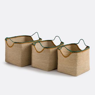 La Redoute Interieurs Set van 3 manden met gekleurde boorden, KOTUM