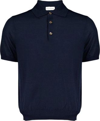 Autore Maglia Aberg - Heren - Polos - Blauw - M - Wol - Tops