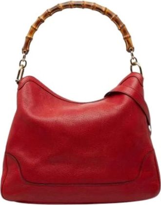 Gucci Pre-owned Shoulder Bags, female, Red, Size: ONE SIZE Pre-owned Bamboo Shoulder Bag