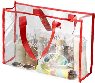 Generic Clear Duffle Large - 60 Cm Pvc Tote, Suitcase, Zipper Storage Carrier, Waterproof Longtail Organizer | Fabric Trimmed Clear Shoulder Bag For Stadium S