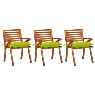 vidaXL Sillas De Comedor Jard&iacute;n Con Cojines 3 Uds Madera Maciza Acacia Vidaxl