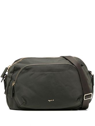 agn&egrave;s b. logo lettering crossbody bag - women - Nylon - OS - Green