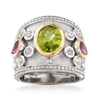 Ross-Simons Multi-Gemstone Ring in Sterling Silver and 14kt Yellow Gold
