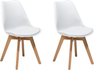 Beliani Beliani - Conjunto De 2 Sillas De Comedor Blanco Madera Clara Material Sint&eacute;tico Dakota Ii