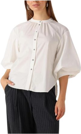 Summum Witte Katoenen Stretch Blouse - Dames - Blouses - Wit - S - Katoen - Overhemden
