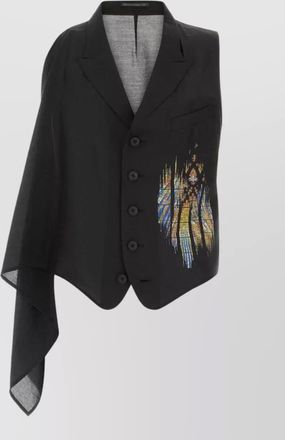 Yohji Yamamoto jersey vest asymmetric design graphic embroidery