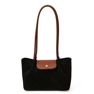 Generic Cymwer Faux Suede Retro Shoulder Bag All-Match Underarm Bag Work Tote Handbag (Black)