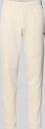 Puma Regular Fit Sweathose mit Logo-Print Modell Pumatech in Ecru, Gr&ouml;&szlig;e XXL