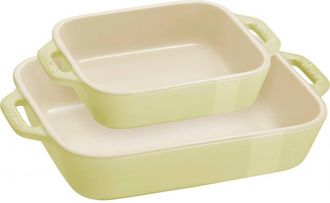 Staub Juego De 2 Fuentes Rectangulares Staub Cooking, Color Verde Claro