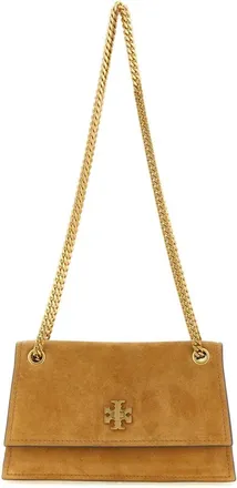 Tory Burch Tassen, Dames, Bruin, ONE Size, Su&egrave;de, Mini Kira Turnlock Schoudertas
