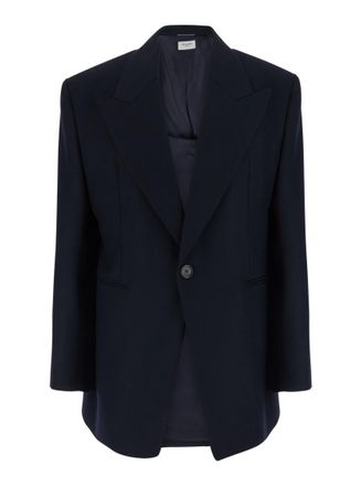 Saint Laurent Navy Peaked Lapel Blazer