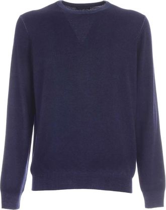 Paolo Fiorillo Paricollo M/L - Heren - Ronde hals truien - Blauw - 2XL - Wol - Truien & Vesten