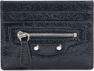 Balenciaga Le City Crackled Leather Card Case in Black at Nordstrom