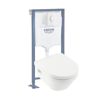 Villeroy & Boch Pack Inodoro Suspendido Sin Cerco Villeroy Et Boch Architectura + Asiento + Placa Blanca + Estructura Grohe