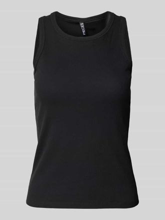 Pieces Regular Fit Tank Top in Rippoptik Modell RUKA in Black, Gr&ouml;&szlig;e XS
