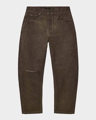 Purple Whiskered Straight-Leg Jeans