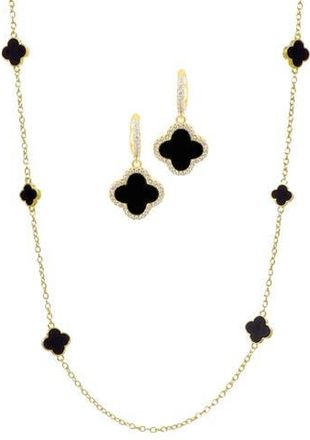 Adornia Clover Drop Earrings & Station Necklace Set in Gold at Nordstrom Rack