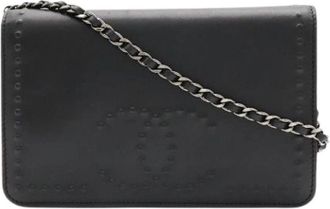 Chanel Pre-owned Chain/Shoulder wallet - Dames - Vintage Schoudertas - Zwart - ONE Size - Leer - Vintage