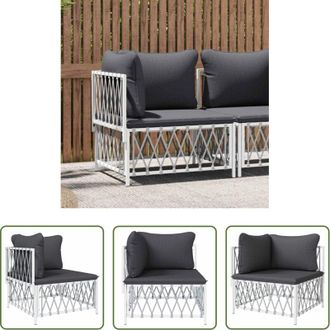 vidaXL Seduta da giardino - Divano Angolare Giardino con Cuscini Bianco Tessuto Intrecciato