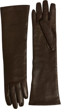 Kiton Luxe Leren Cashmere Handschoenen - Dames - Handschoenen - Bruin - 7 1/2 IN - Leer - Accessoires