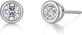 Lafonn Minimal Embrace Simulated Diamond Stud Earrings in Silver at Nordstrom
