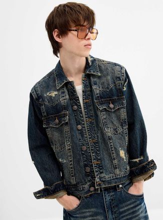 True Religion Mens Worn indigo jean jacket