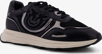 Pinko Womens Sneakers Zoe Leather-Mesh Black Trainers Leather/mesh